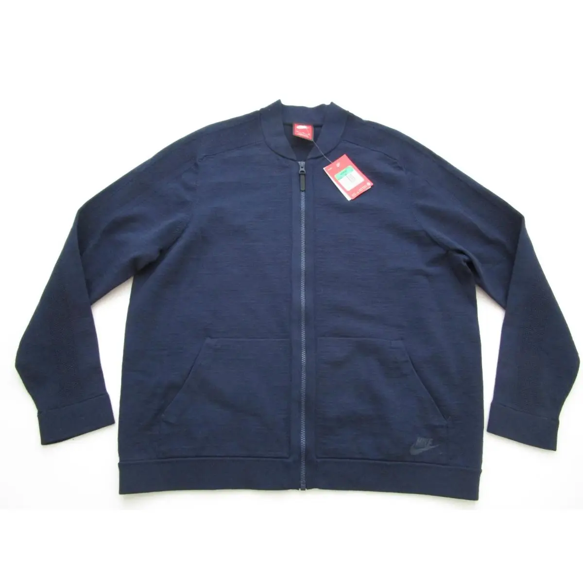 Womens XL Nike Tech Knit Bomber Jacket Blue Full Zip 819031