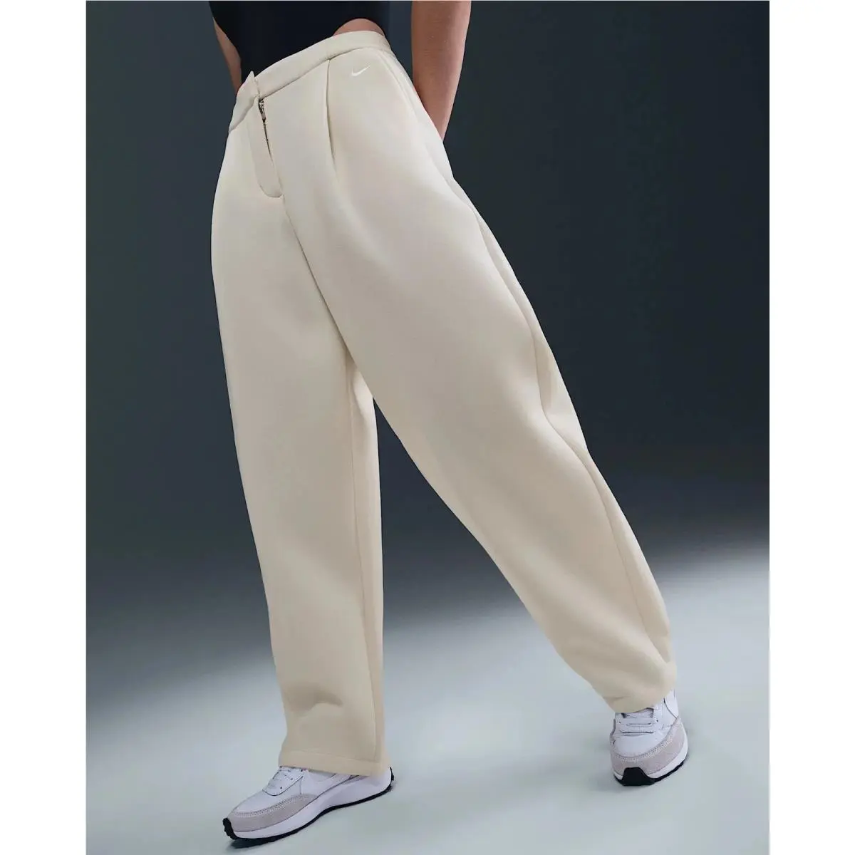Nike Modern Fleece Women`s Mid-rise Loose Pants Zipper/snap HV1964 sz L