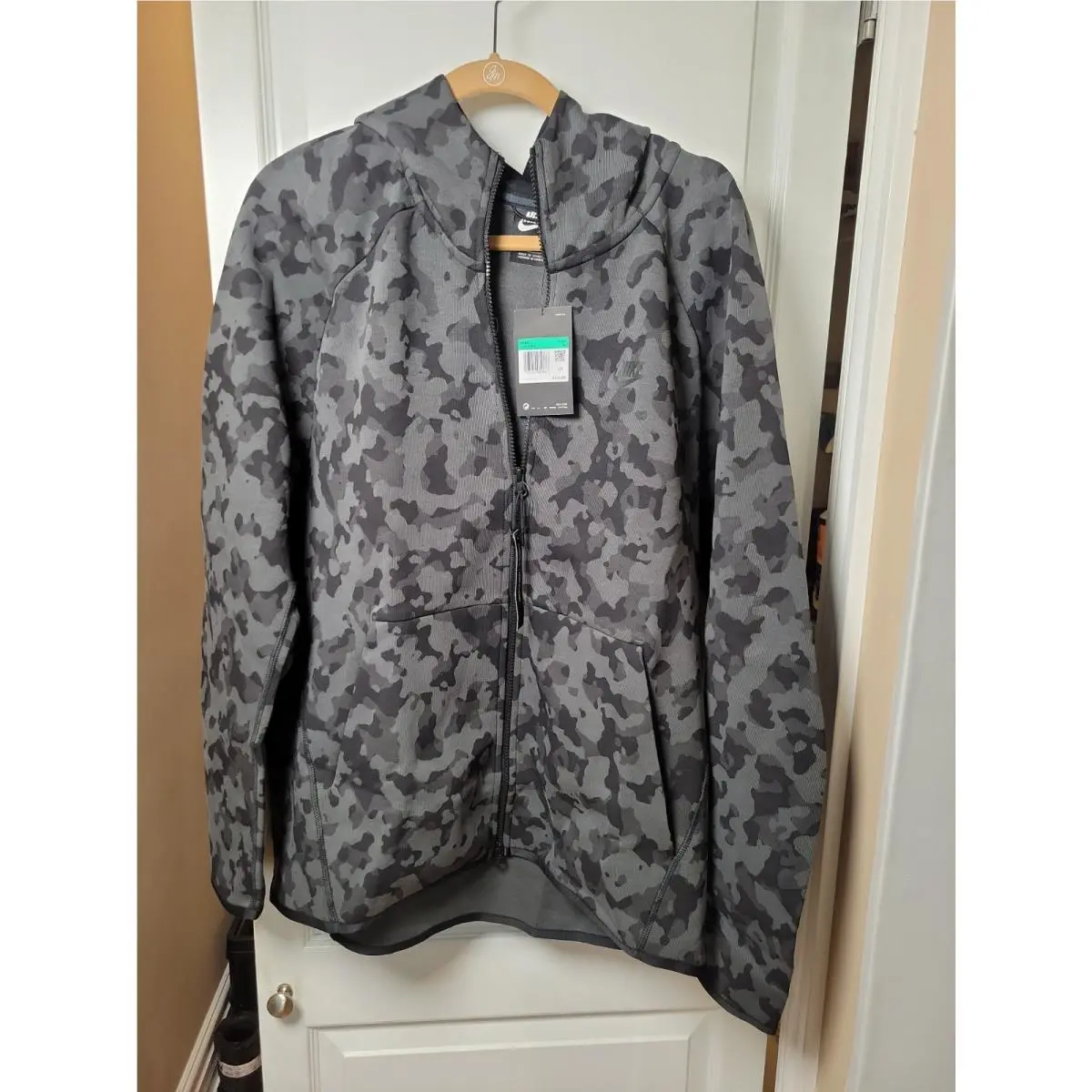 Nike Black Gray Camo Full Zip Hoodie Hoody Men`s Size XL