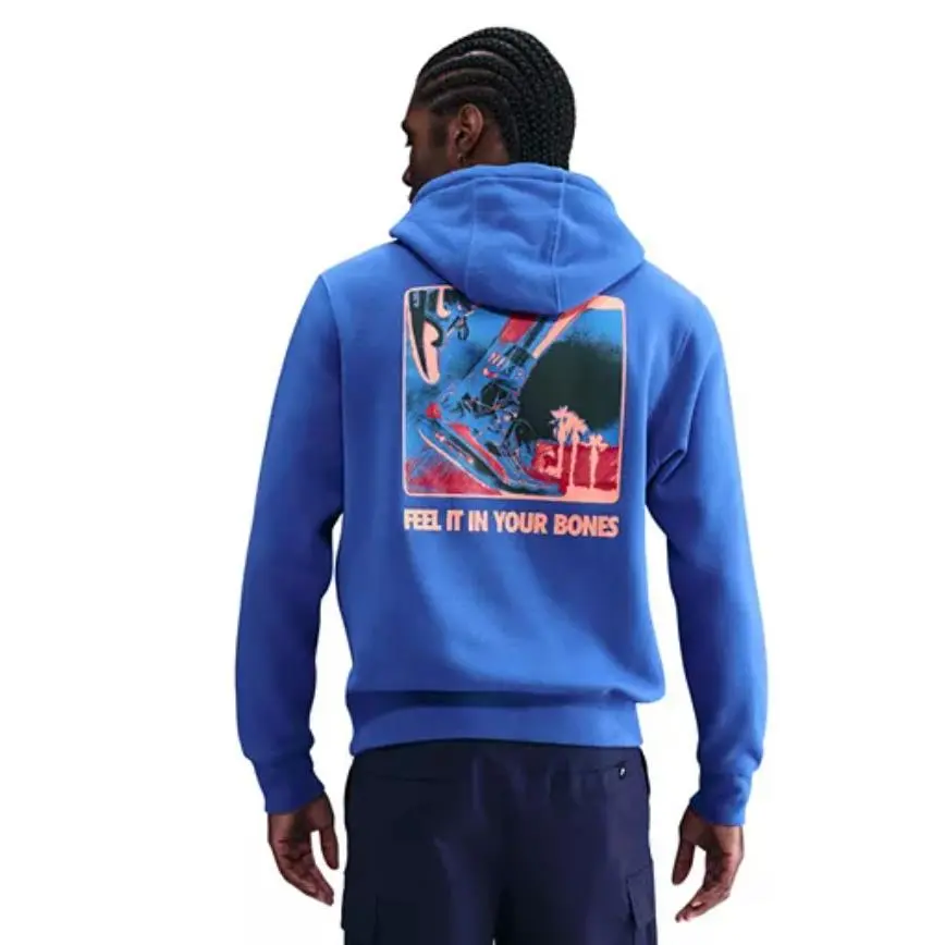 Nike Air Mens Hoodie Size L Blue Feel It In Your Bones Back Graphic IF1767-480