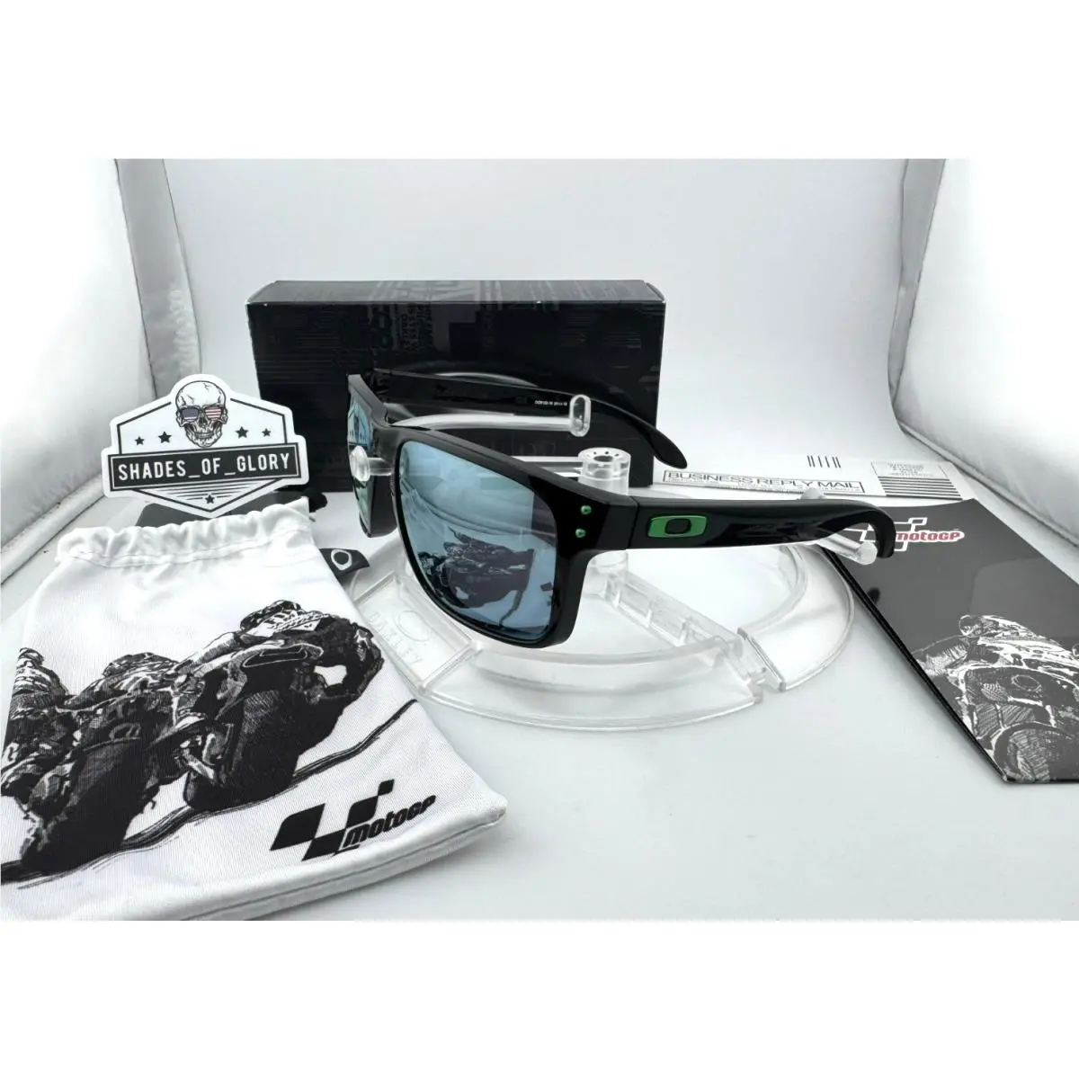 Holbrook Moto GP Polished Black Emerald Iridium Sunglasses OO9102-16 Rare by Oakley