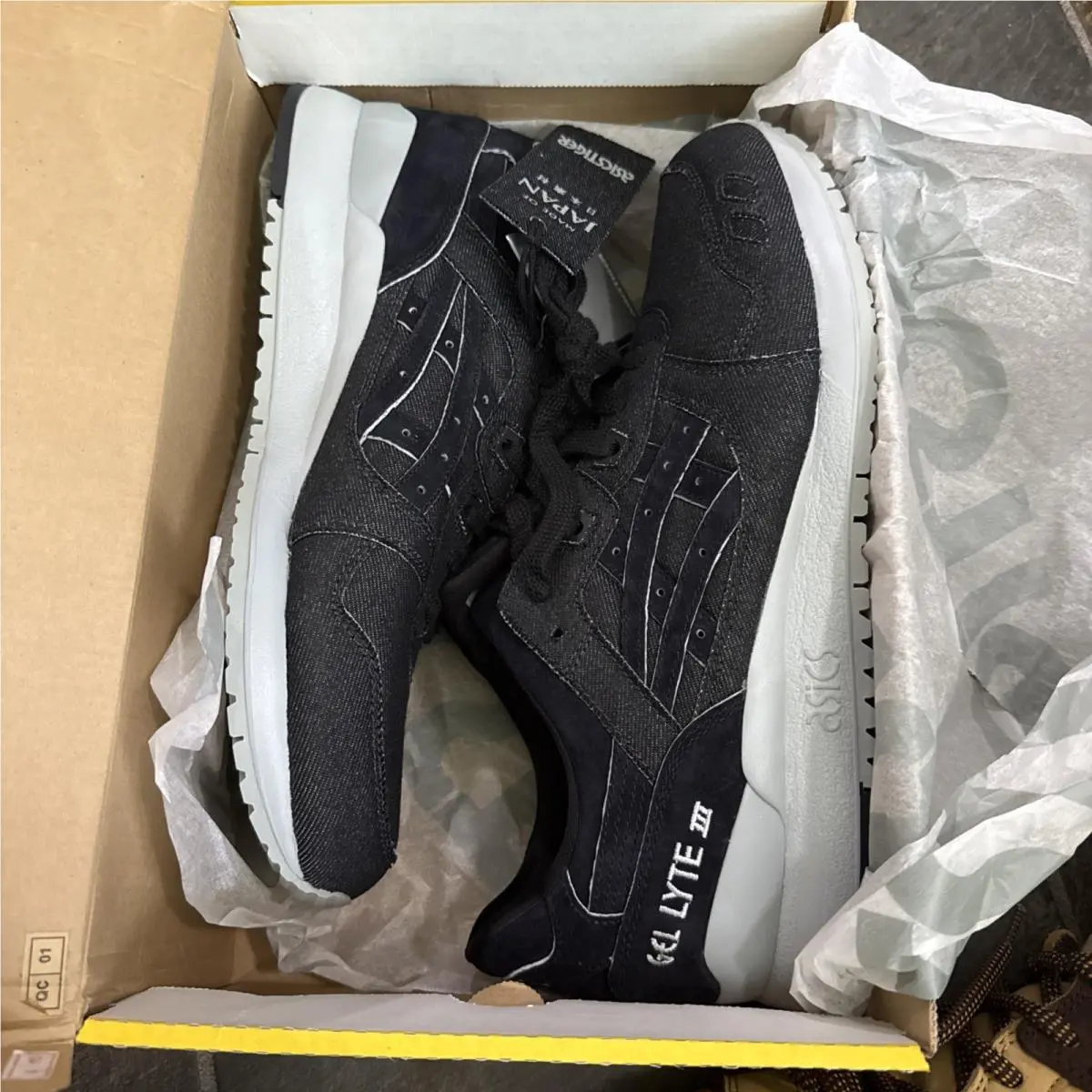Mens 10 Asics Gel Lyte Iii Mid Grey/ Black Denim H7ZNQ-9690 Lep