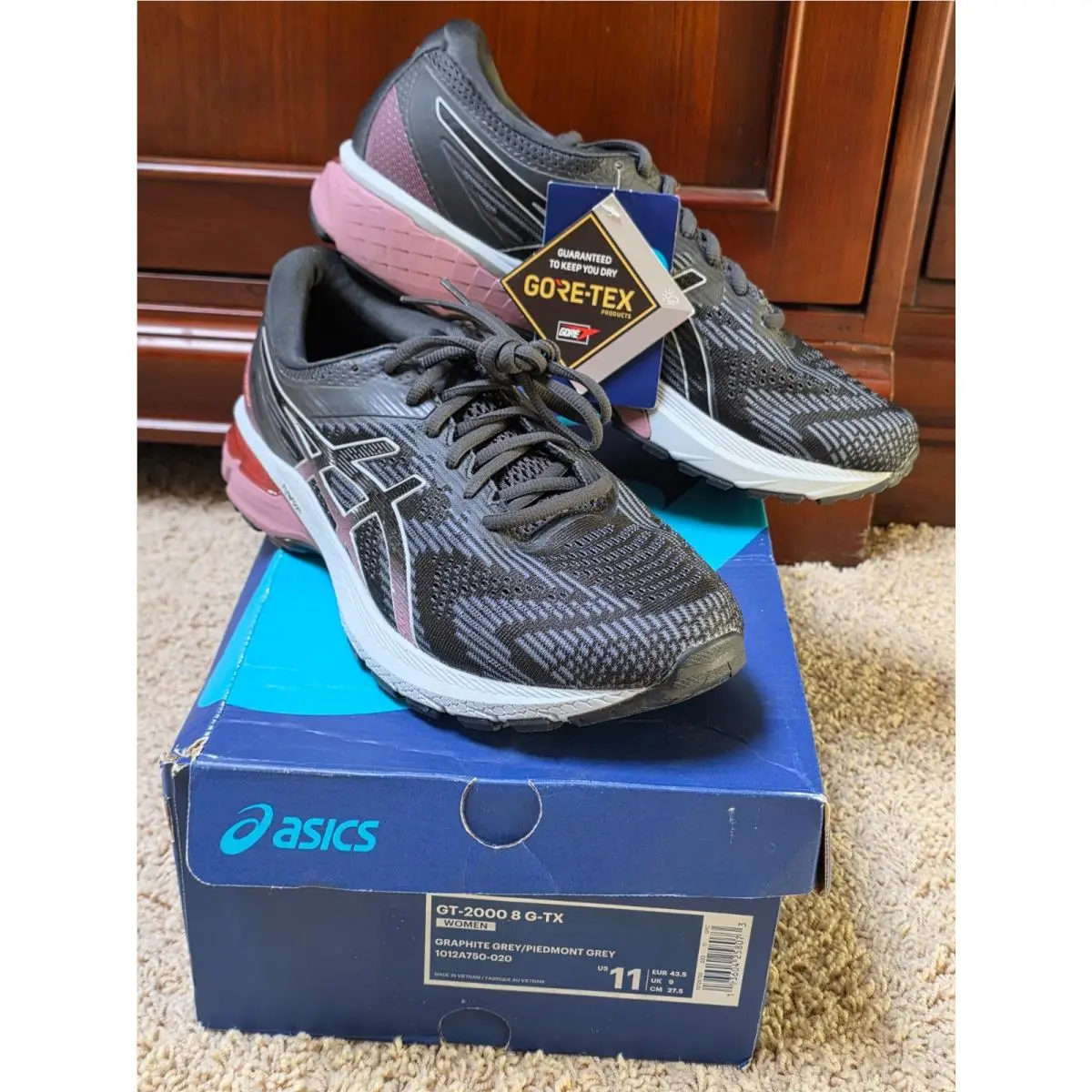 Asics GT 2000 G-tx 8 Women Size 11 Graphite Grey/piedmont Grey Waterproof