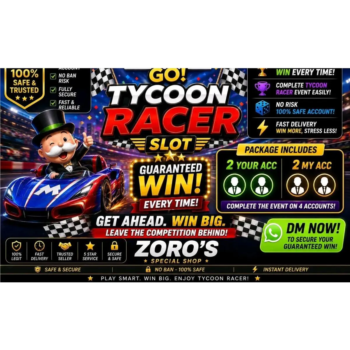 Tycoon Racer Event For Couples- Go First Place Guaranteed