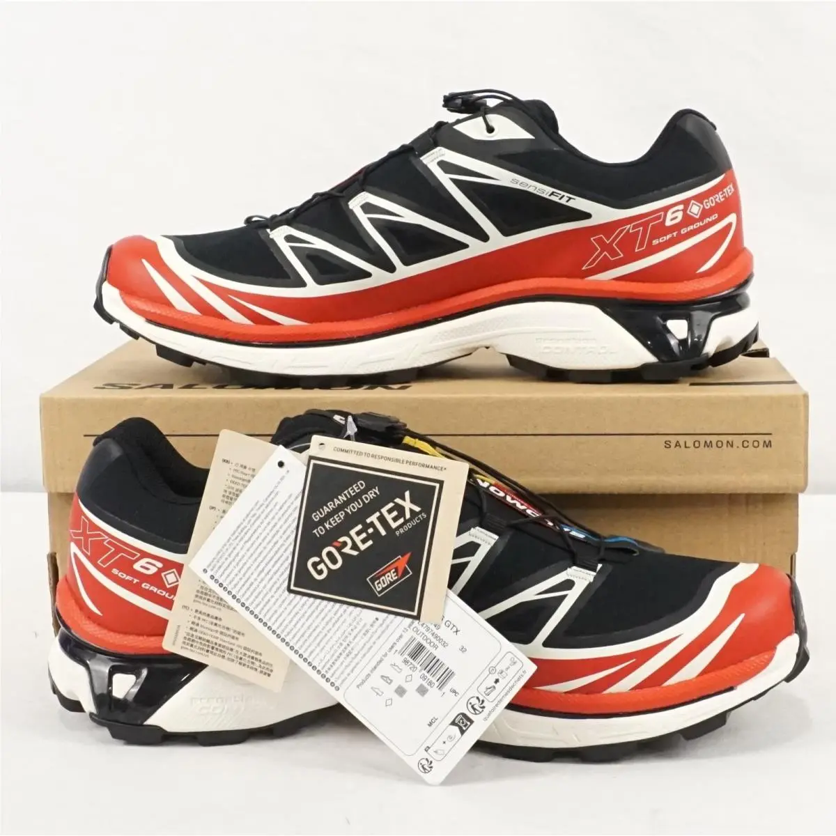 Salomon XT-6 Gtx Unisex Trail Shoes in Black/flame - Men`s Size 12 L47974900