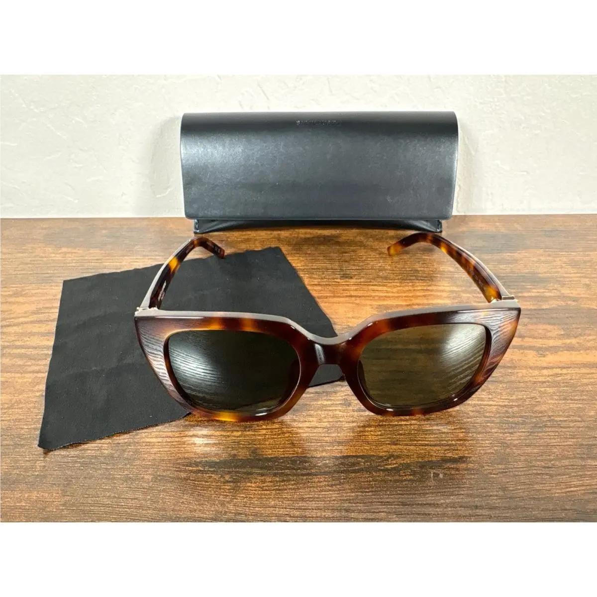 Saint Laurent SL M143/F Havana Tortoise Sunglasses Ysl Monogram Green Lens Italy by Yves Saint Laurent