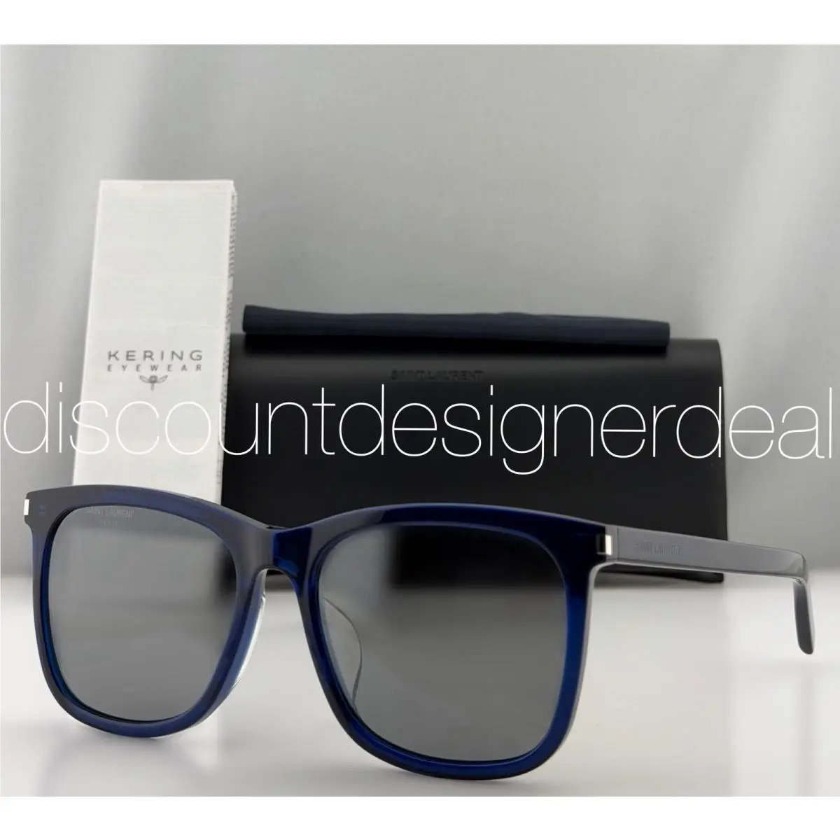 Saint Laurent SL 116/K 003 Blue Square Sunglasses Silver Mirror 58mm Large