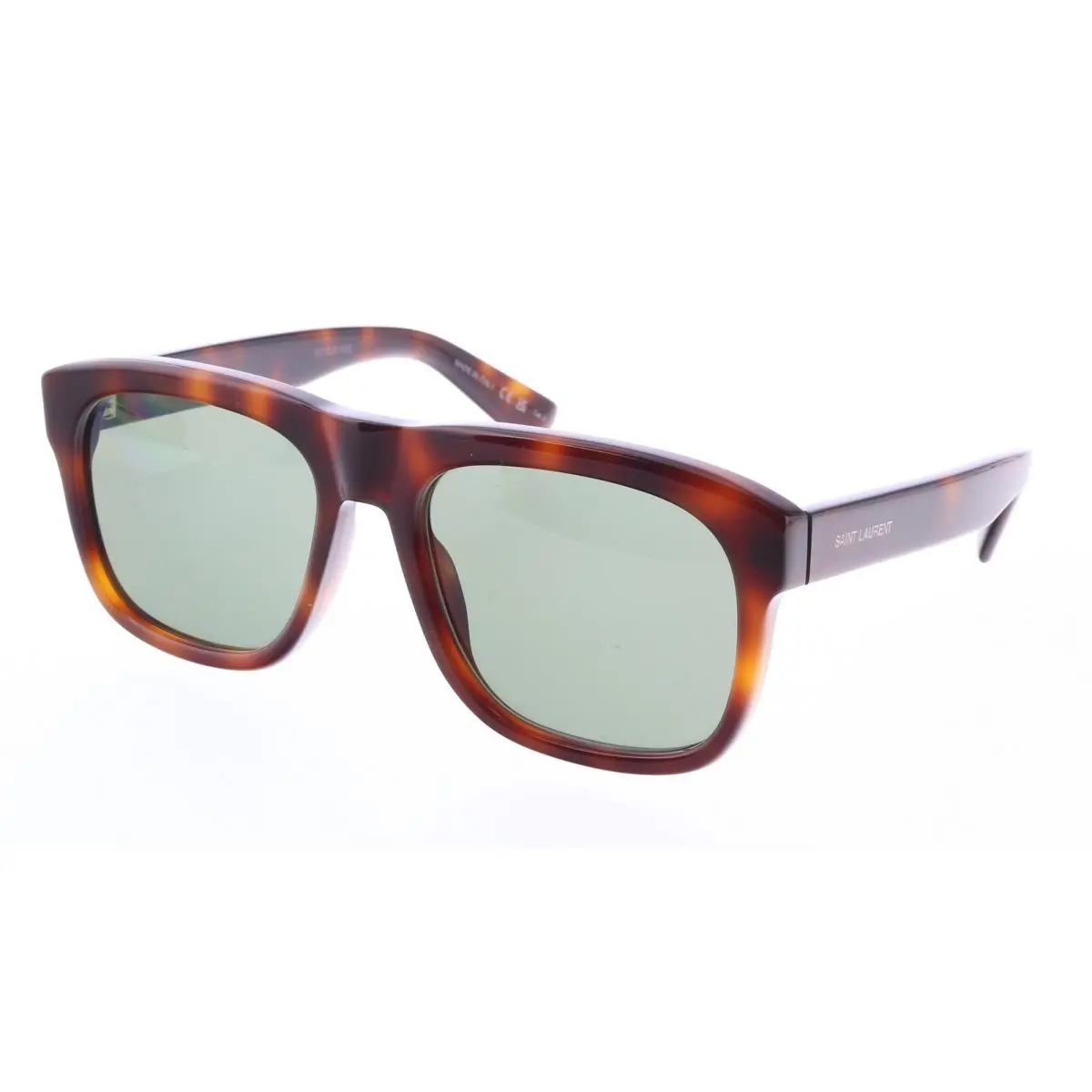 Saint Laurent SL 558-011 Havana Square Sunglasses with Green Lenses by Yves Saint Laurent