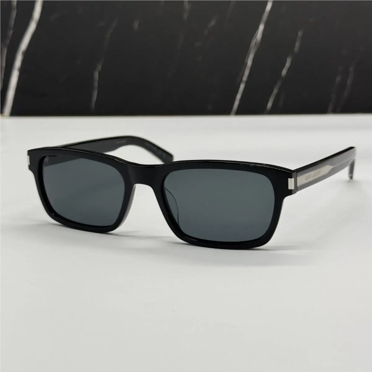 Saint Laurent SL662 001 Square Black Gray Sunglasses by Yves Saint Laurent