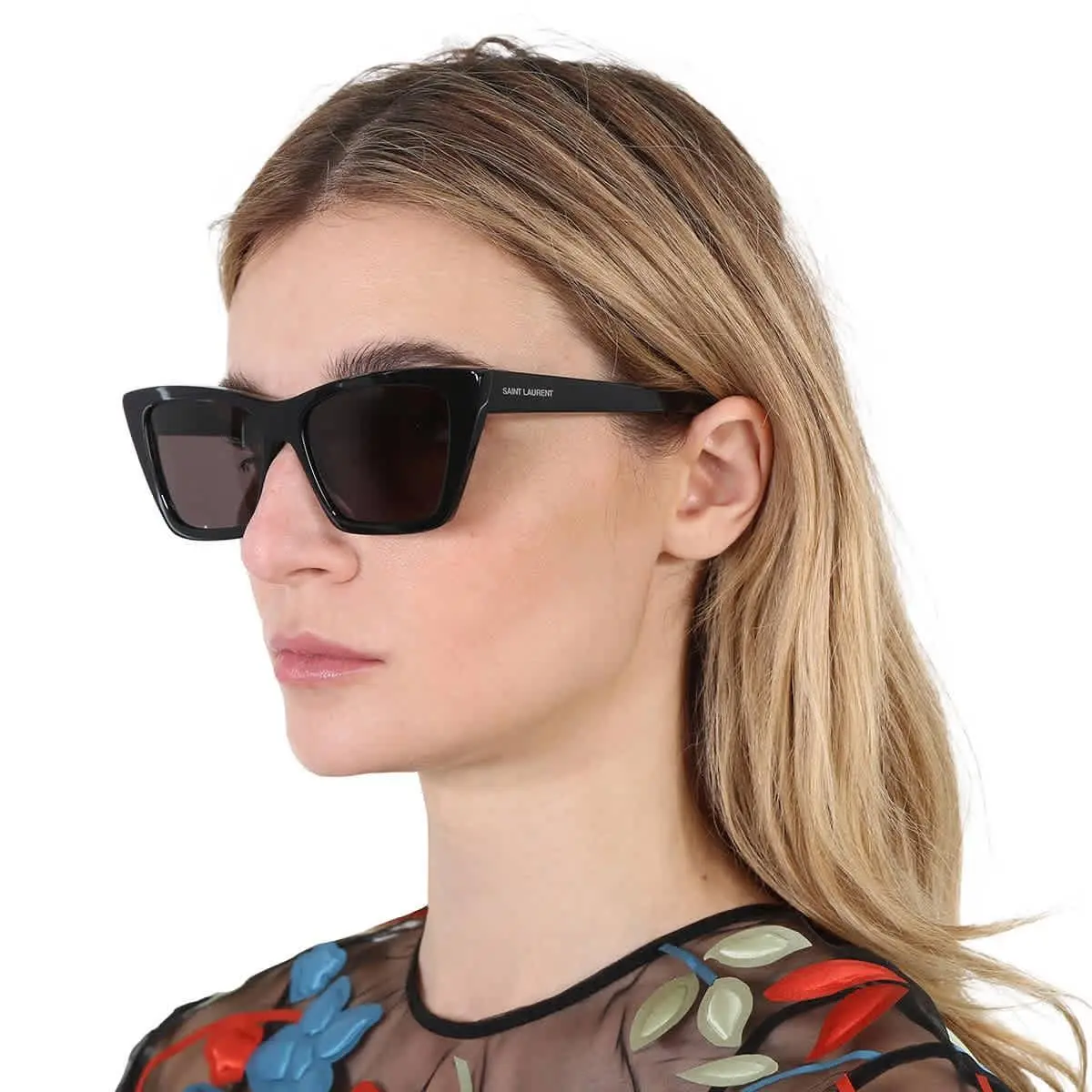 Saint Laurent Grey Cat Eye Ladies Sunglasses SL 276 Mica 032 55 SL 276 Mica 032