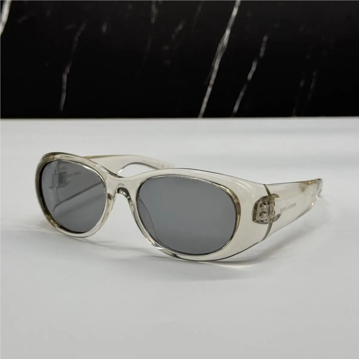 Saint Laurent SL736 004 Clear Silver Sunglasses by Yves Saint Laurent