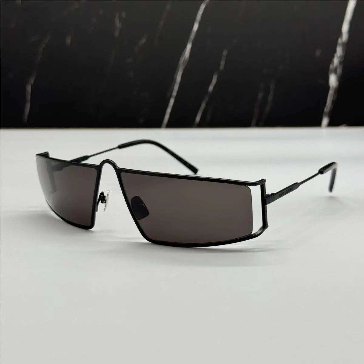 Saint Laurent SL606 001 Black Metal Square Sunglasses by Yves Saint Laurent