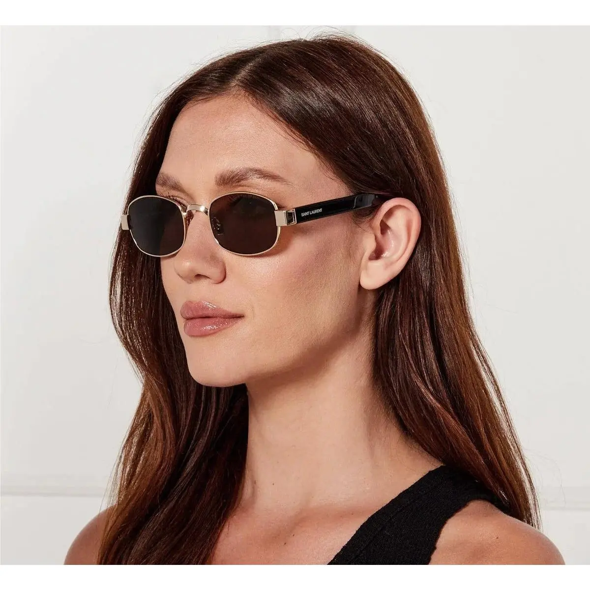 Saint Laurent SL706 001 Black Brown Square Unisex Sunglasses by Yves Saint Laurent