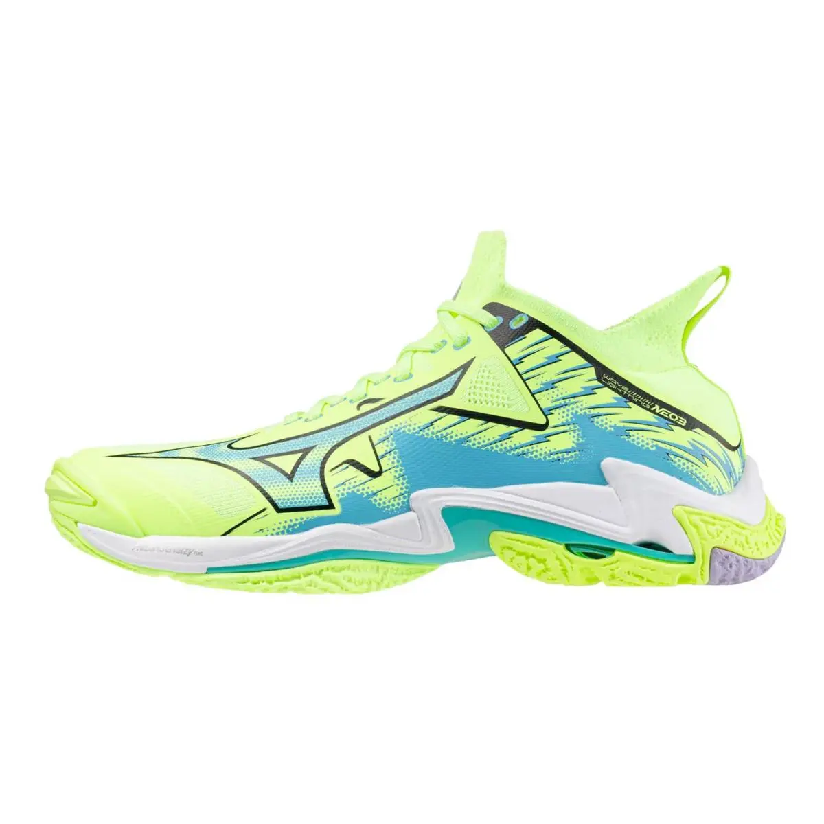Mizuno Wave Lightning Neo 3 Neo Lime / Misty Blue V1GA240211 Men`s Size 10