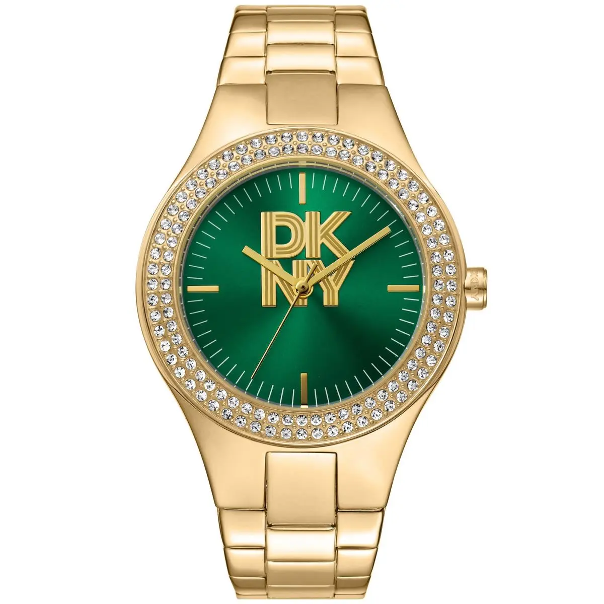 Dkny Women`s DK1L025M0055 Evening Parsons Glitz Dark Green Gold IP Steel Watch