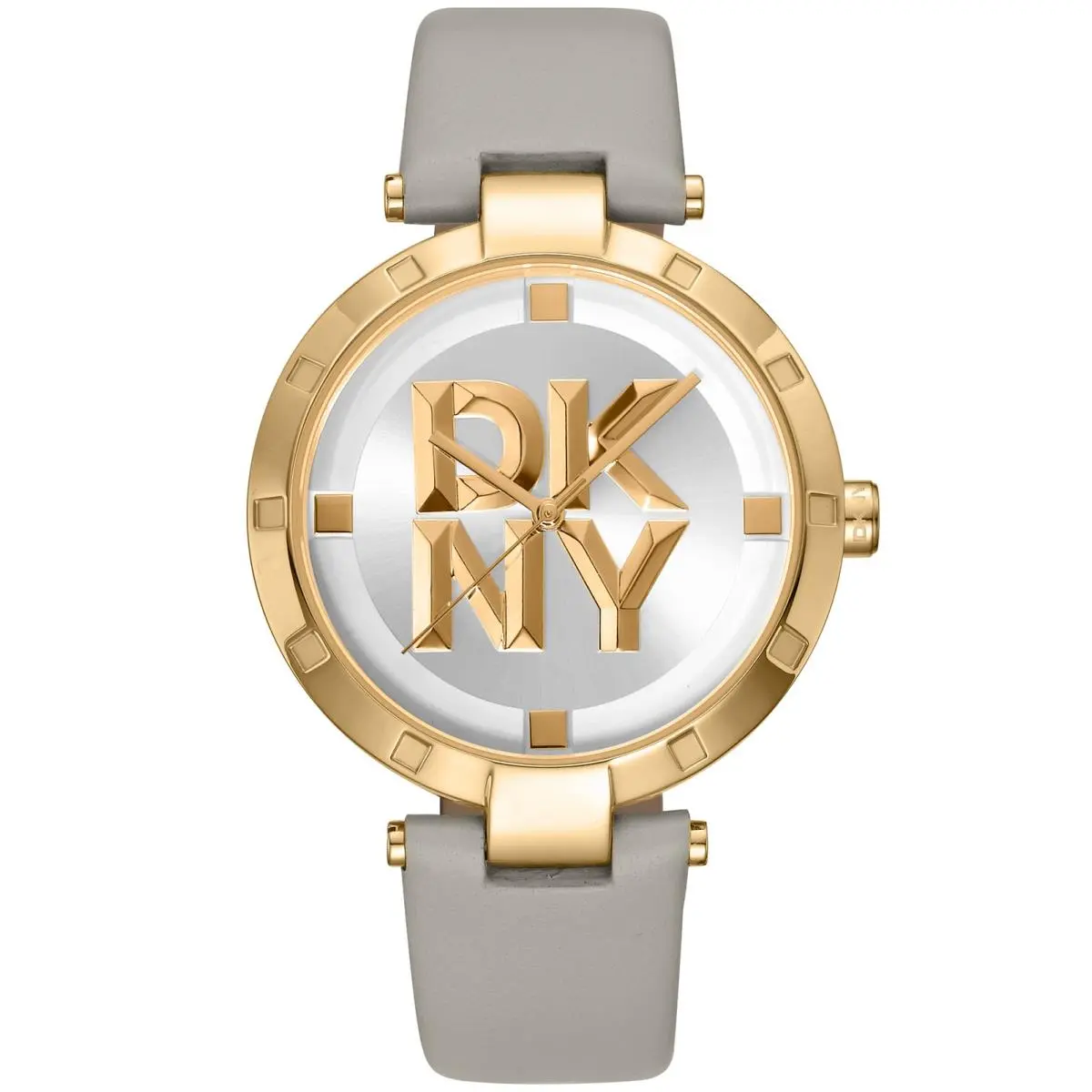 Dkny Womens DK1L041L0025 Logo Essential Logo Light Grey Leather Strap