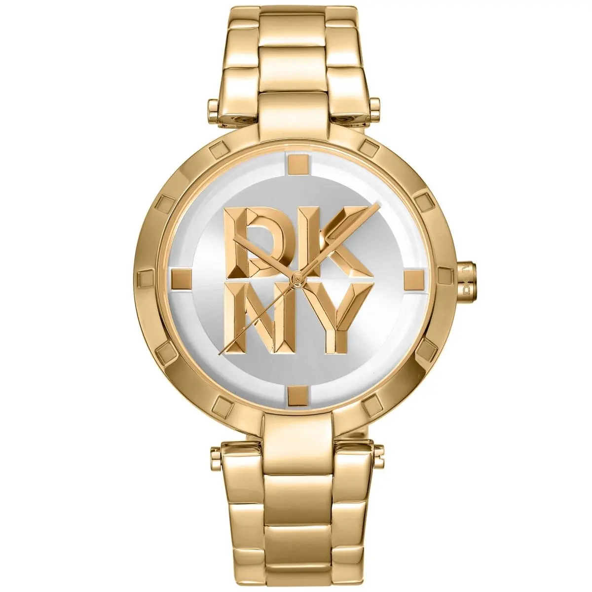 Dkny Women`s DK1L041M0065 Logo Essential Logo Silver White Dial Gold IP Watch