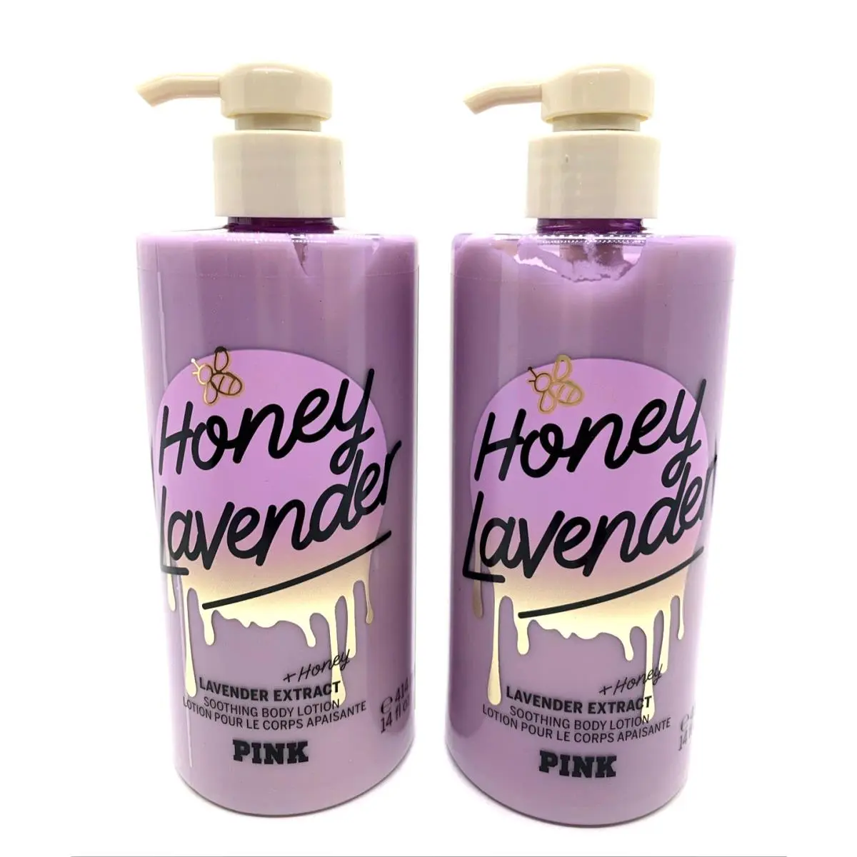 Victoria`s Secret Pink Honey Lavender Extract Soothing Lotion LG 14 oz X2