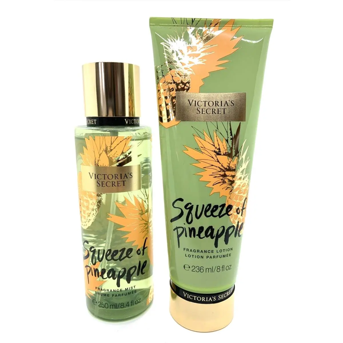 Victoria`s Secret Squeeze OF Pineapple Mist Lotion Set Hibiscus