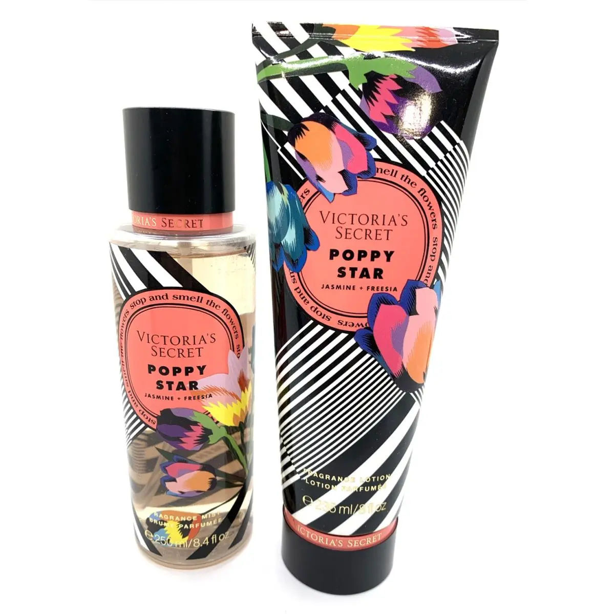 Victoria`s Secret Poppy Star Mist Lotion Set Jasmine Wild Freesia