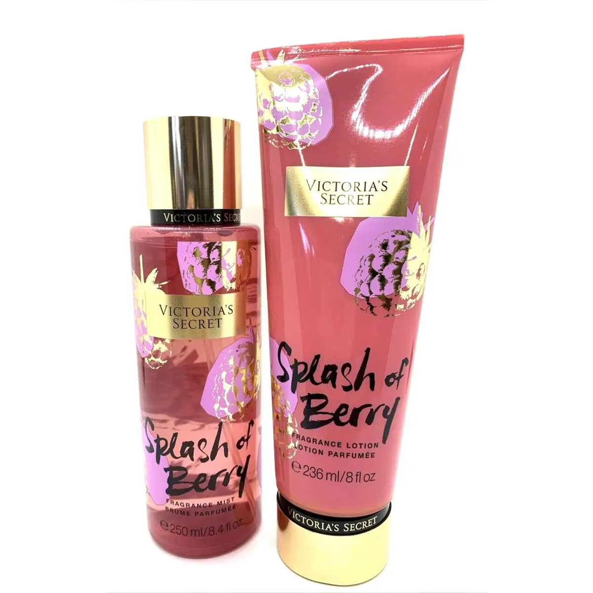 2PC Victoria`s Secret Splash OF Berry Mist Lotion Set Raspberry Pear