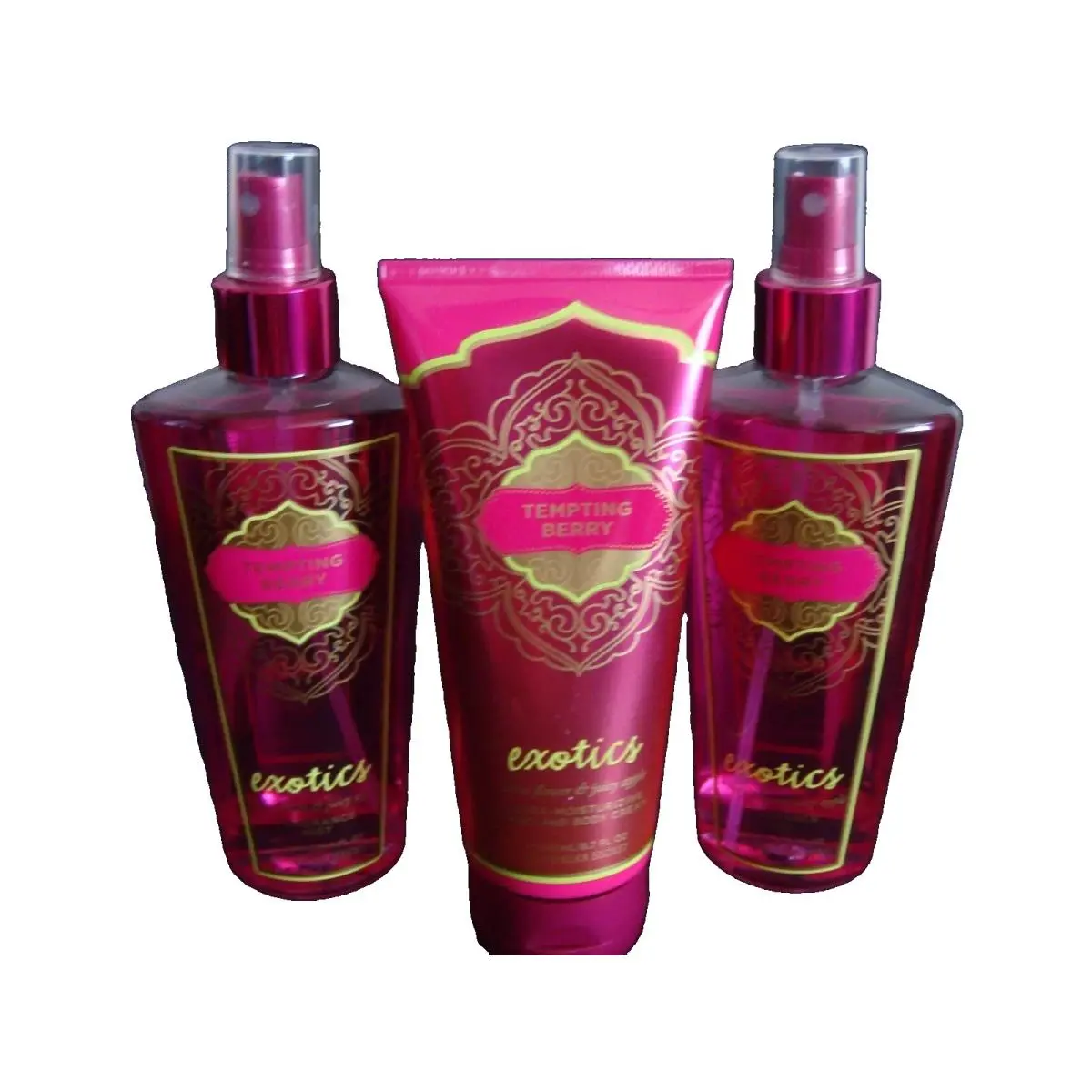 X3 Victoria`s Secret Tempting Berry Exotics Fragrance Mist Hand Body Cream 8.4