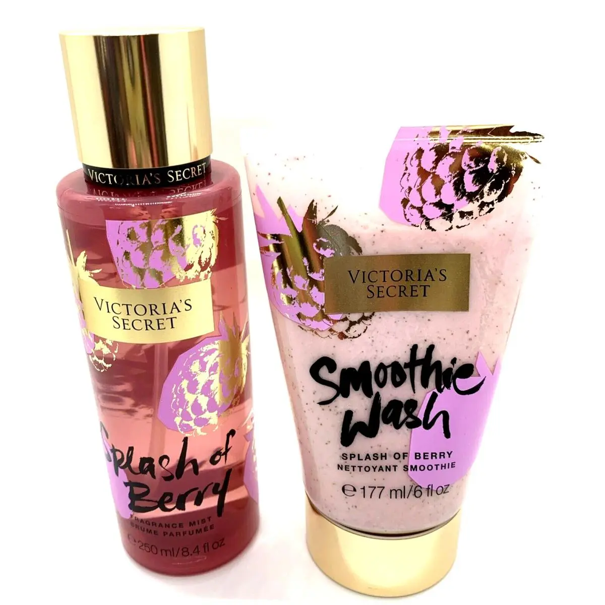 2PC Victoria`s Secret Splash OF Berry Mist Wash Set Raspberry Pear
