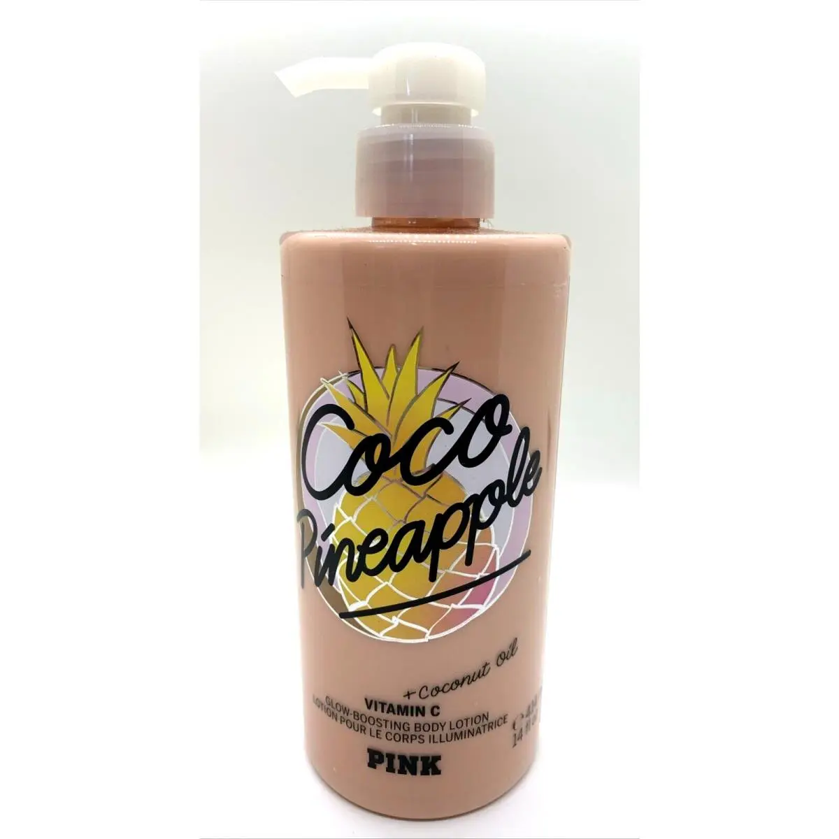 Victoria`s Secret Pink Coco Pineapple Glow Boosting Body Lotion 14 Oz Pump