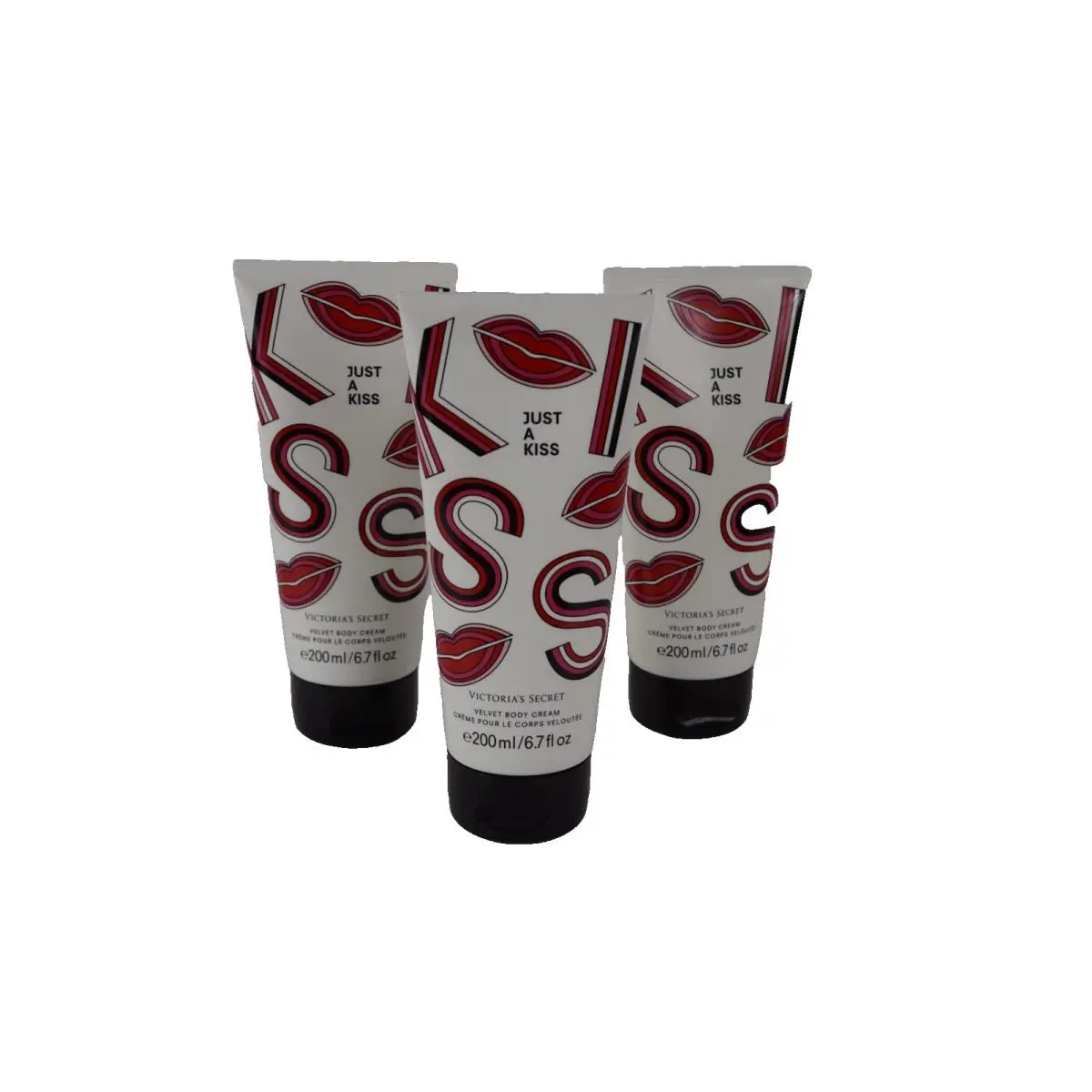 3 Victoria`s Secret Just A Kiss Fragrance Velvet Body Cream 6.7 OZ