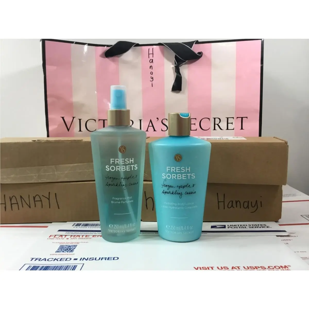 Victoria`s Secret Fresh Sorbets Frozen Apple Sparkling Oasis Mist Lotion Set
