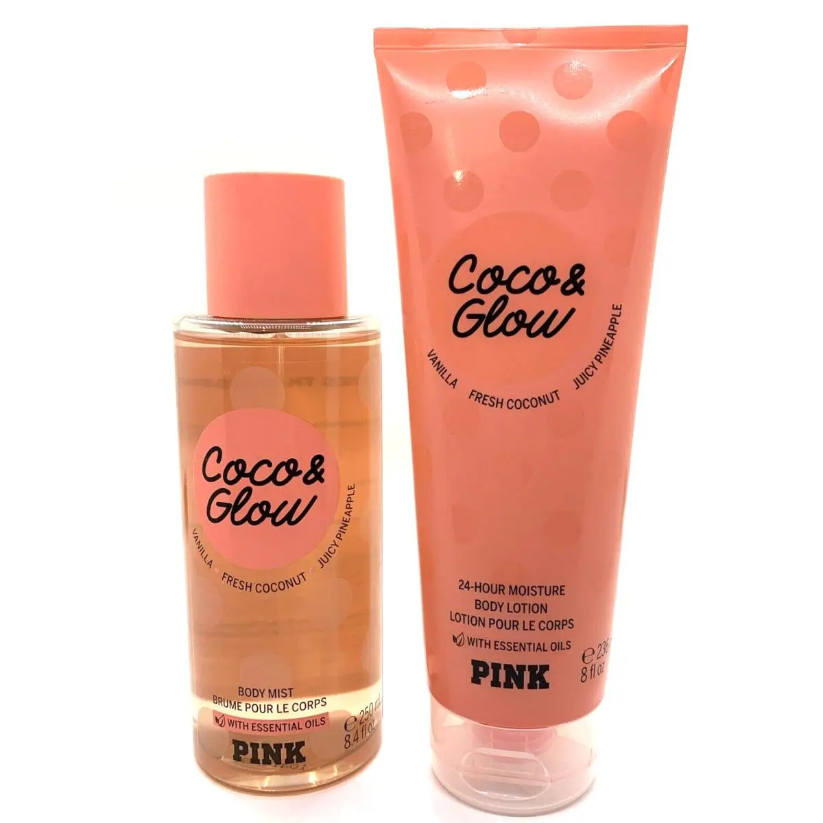 Victoria`s Secret Coco Glow Body Mist Lotion Set Coconut Vanilla