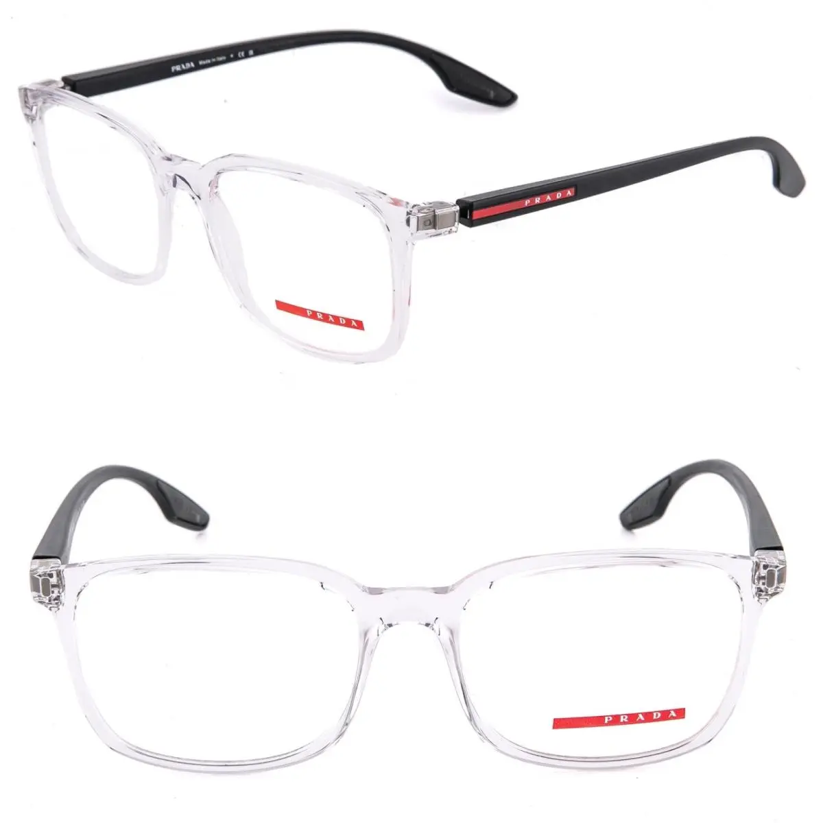 Prada Linea Rossa Eyewear 05MV Crystal Black Rubber Sport Eyeglass 55 mm PS05MV