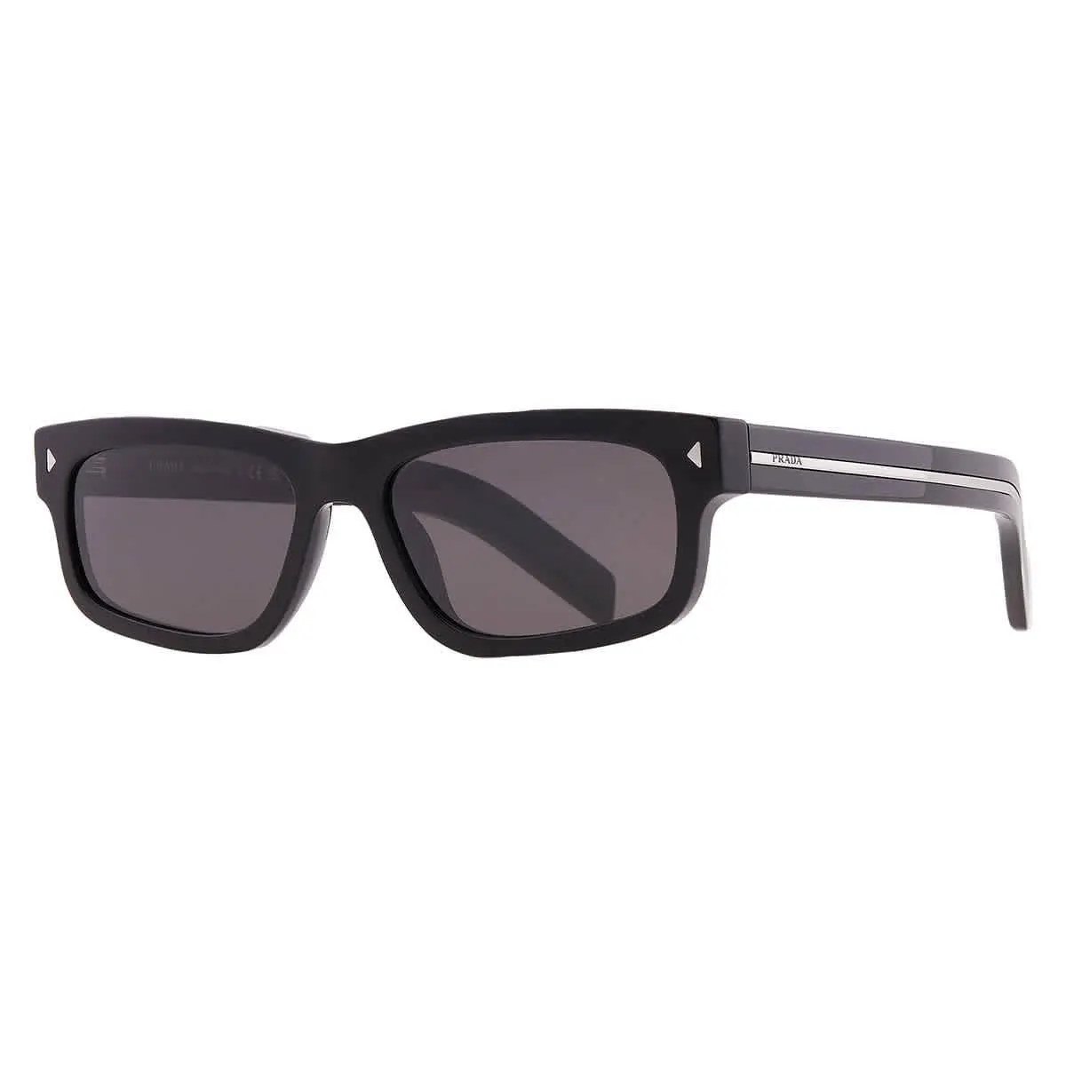 Prada Dark Grey Rectangular Men`s Sunglasses PR B11S 16K731 57 PR B11S 16K731 57
