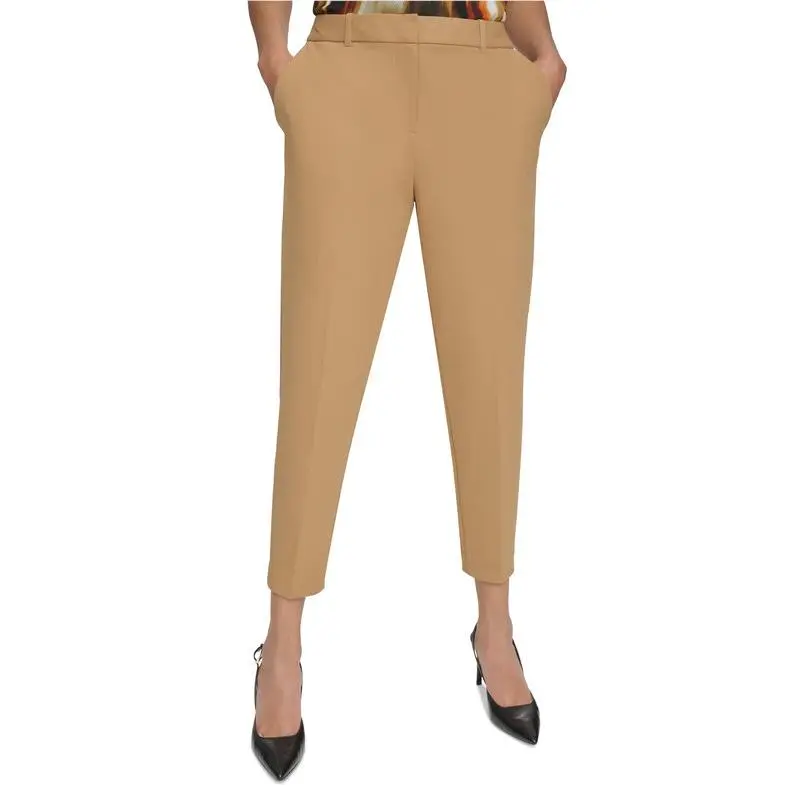 Calvin Klein Women`s Petite Mid Rise Cropped Straight-leg Pants