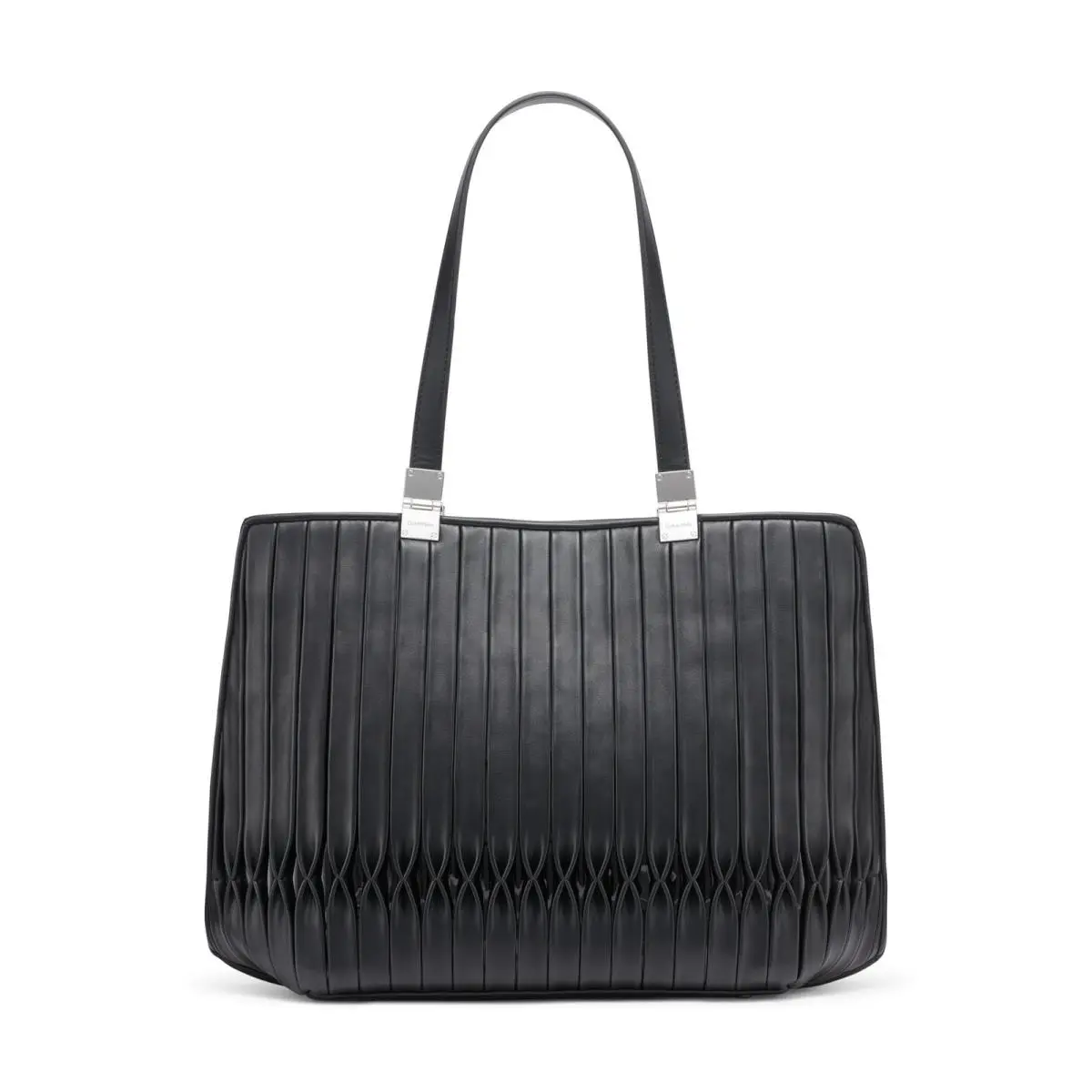Calvin Klein Women`s Granite Geometric Tote One Size Black/silver Pintuck