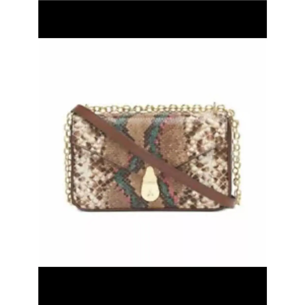 Calvin Klein Brown Snake Print Leather Adjustable Strap Shoulder Bag