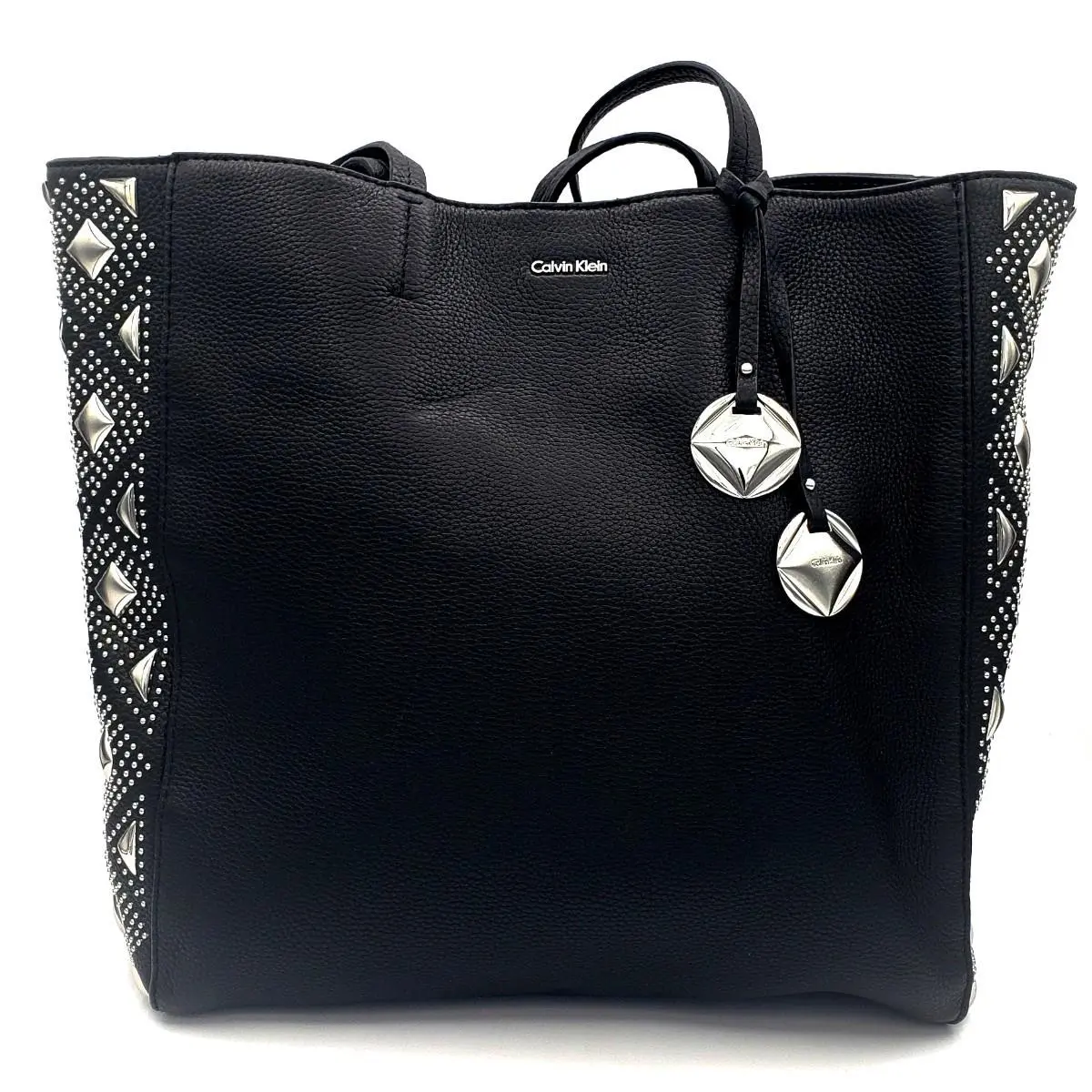 Large Pebbled Vegan Leather Tote Bag by Calvin Klein