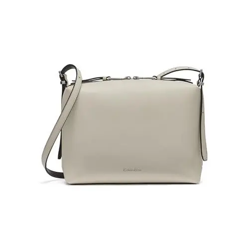 Calvin Klein Lowen Top Zip Crossbody White/black One Size - Cherub White