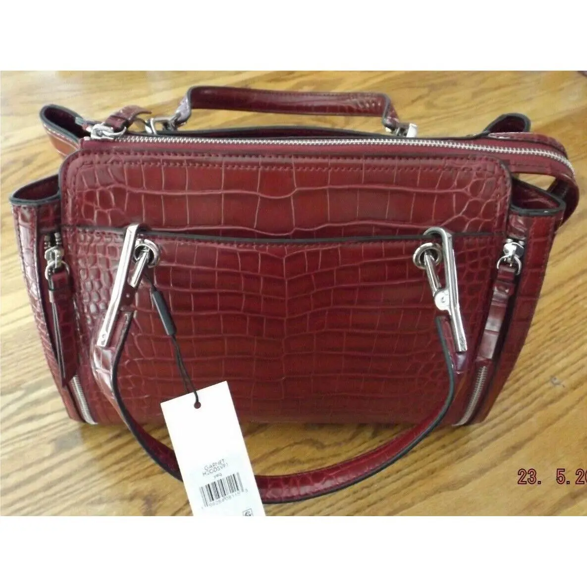 Calvin Klein Garnet Alligator Purse Handbag H2GDSVP1 Red