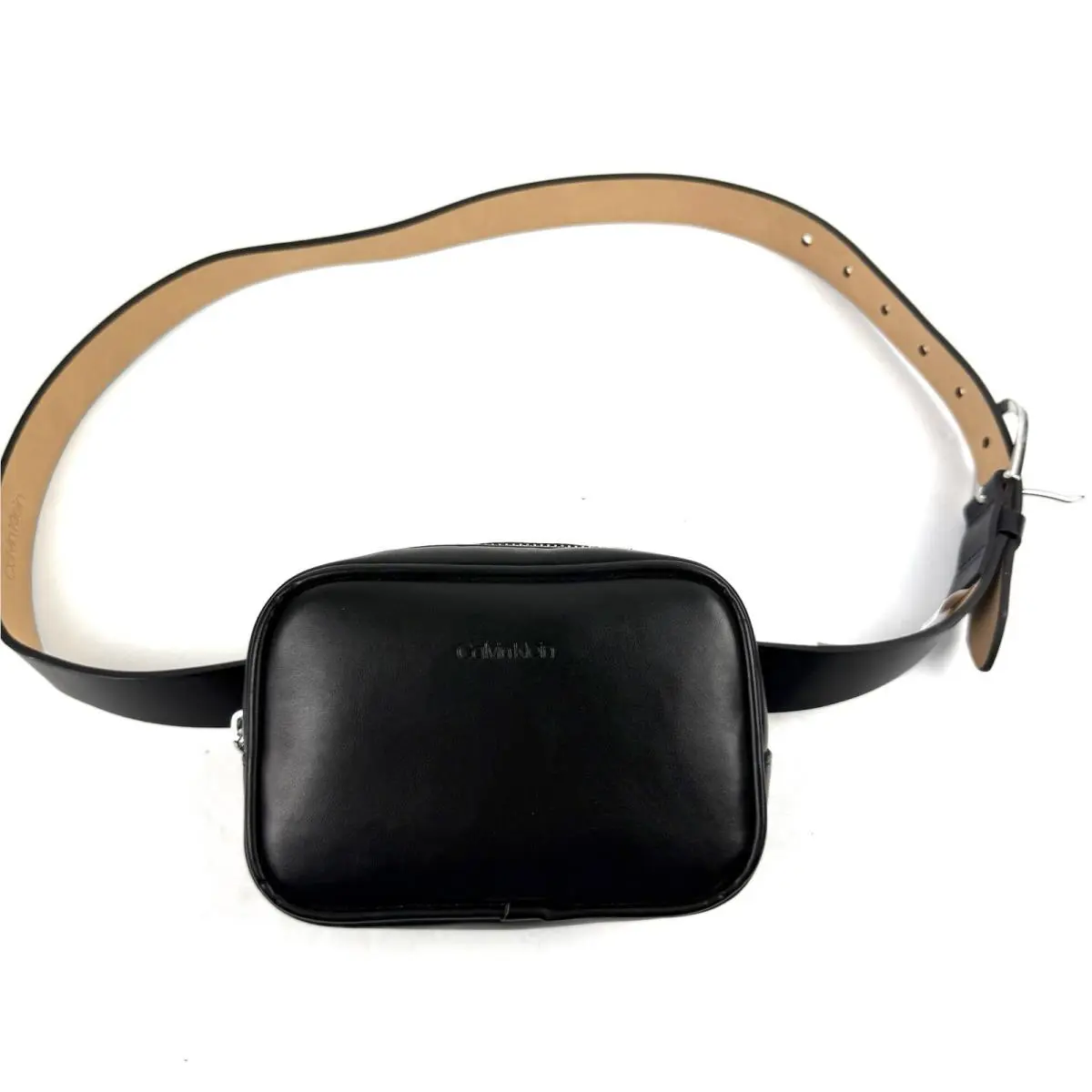 Calvin Klein Black Belt Bag Waist Pack Leather Unisex L-xl
