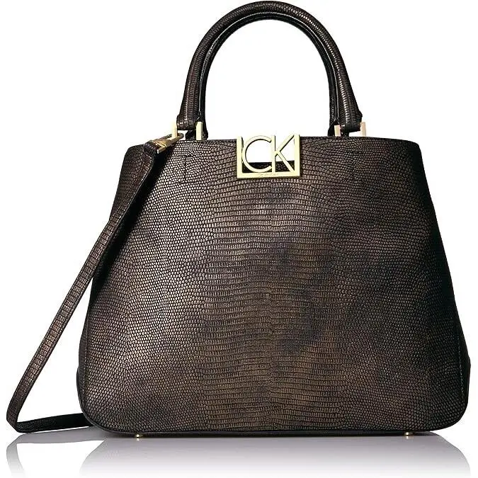 Calvin Klein Kalina Mercury Leather Tote Bag Handbag Purse Satchel