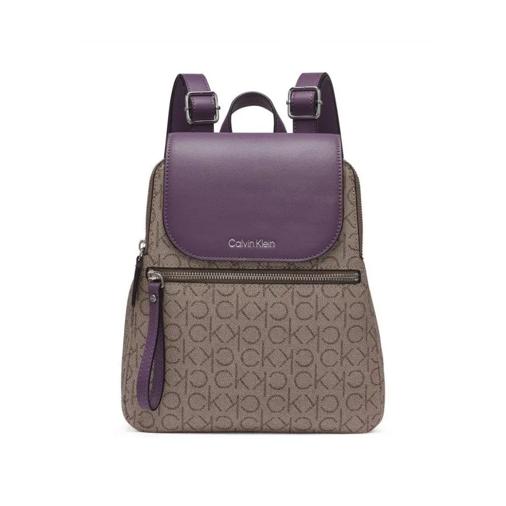 Calvin Klein Women`s Elaine Signature Key One Size Almond/taupe/winter Plum - almond taupe winter plum