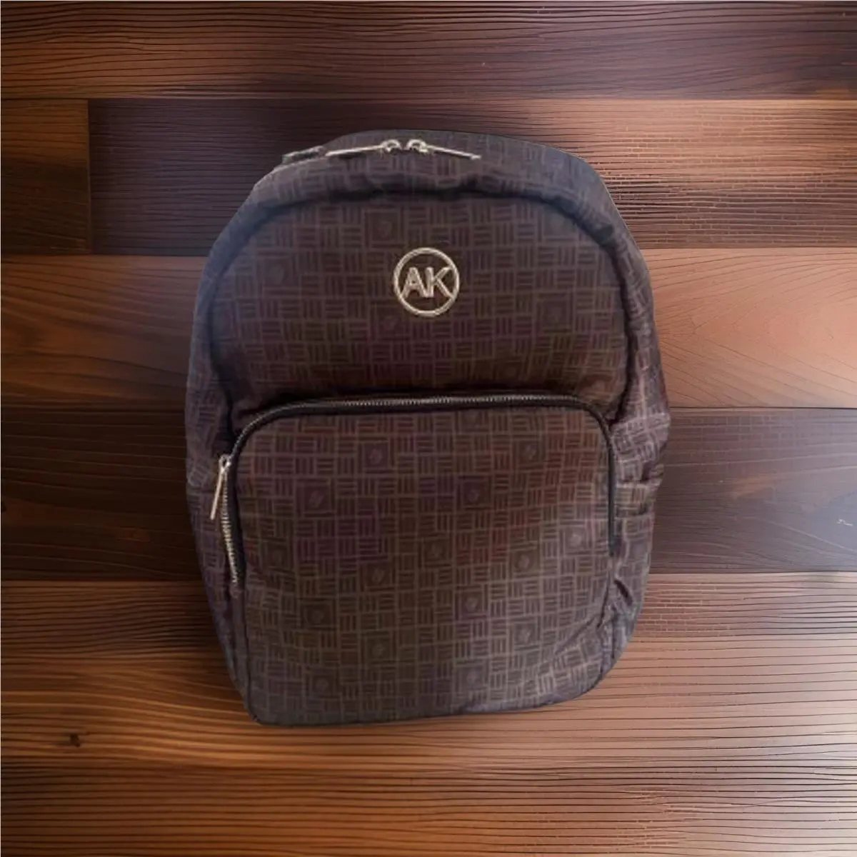 Calvin Klein CK Signature Logo Large Backpack Dark Brown with Tan CK Logos