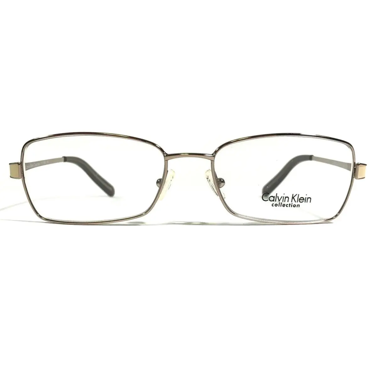 CK7418 705 Eyeglasses Frames Gold Rectangular Full Rim 52-16-135 by Calvin Klein