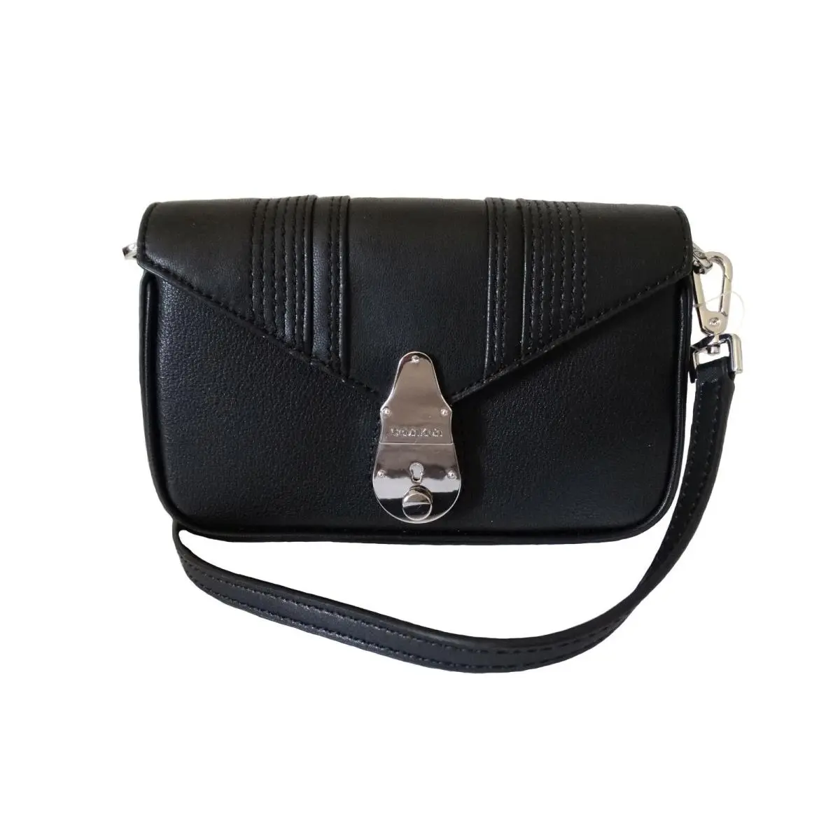 Calvin Klein Women’s Lock Leather Black Mini Crossbody W/ Belt Bag