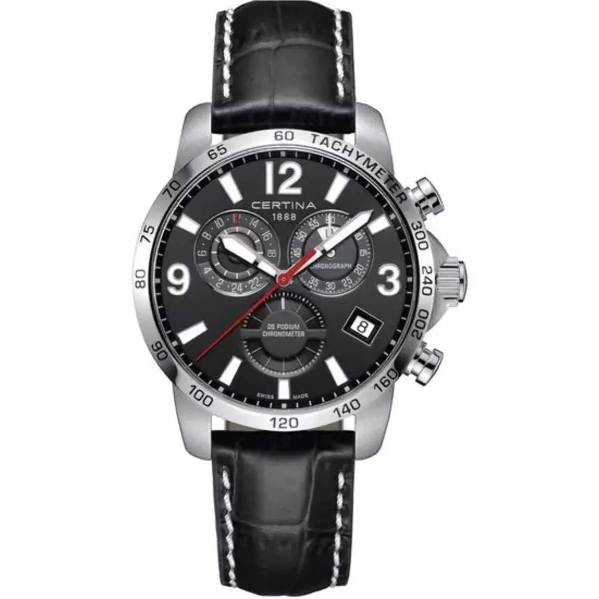 Certina DS Podium Chrono Gmt Chronograph Gmt Black Dial / Black Leather Strap Black Dial