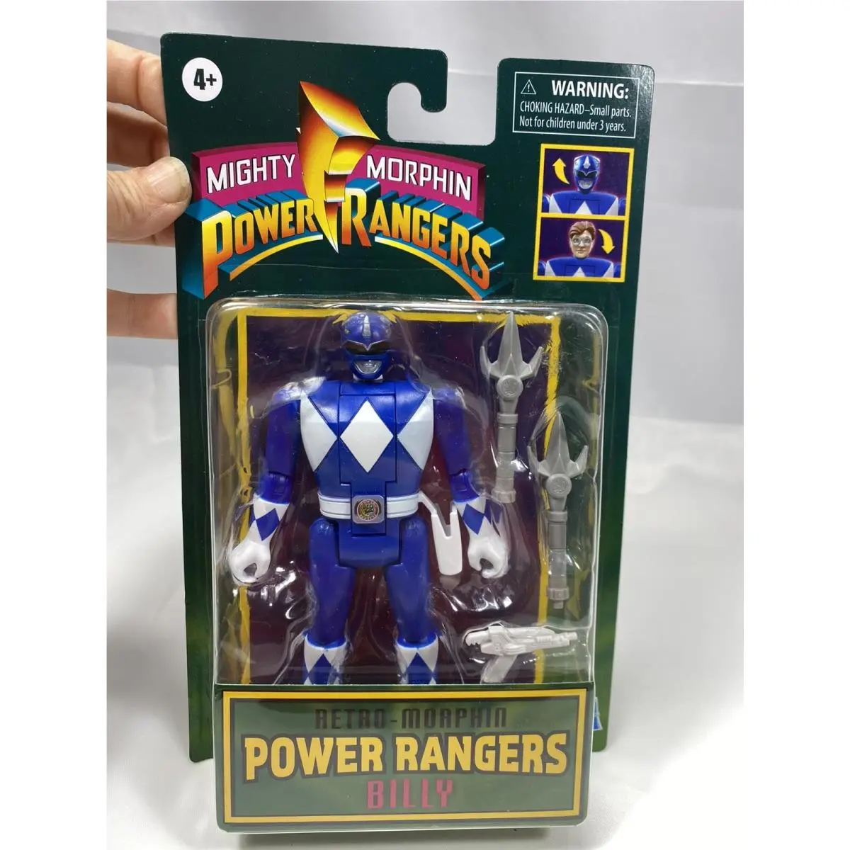 Power Rangers Billy Retro Morphin Blue Ranger Flip Head Hasbro Toy