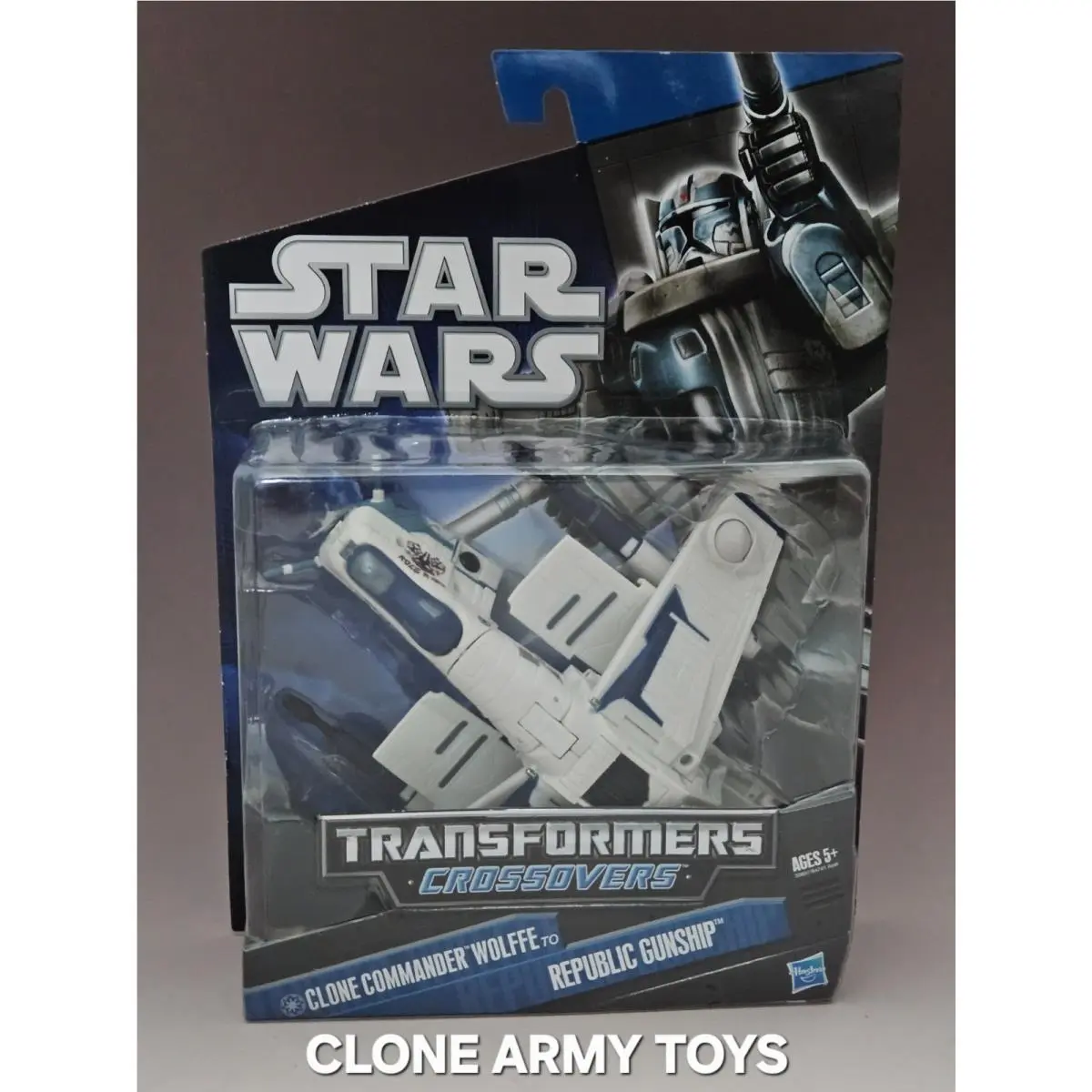 Star Wars Transformers Commander Wolffe Republic Gunship Rare Moc