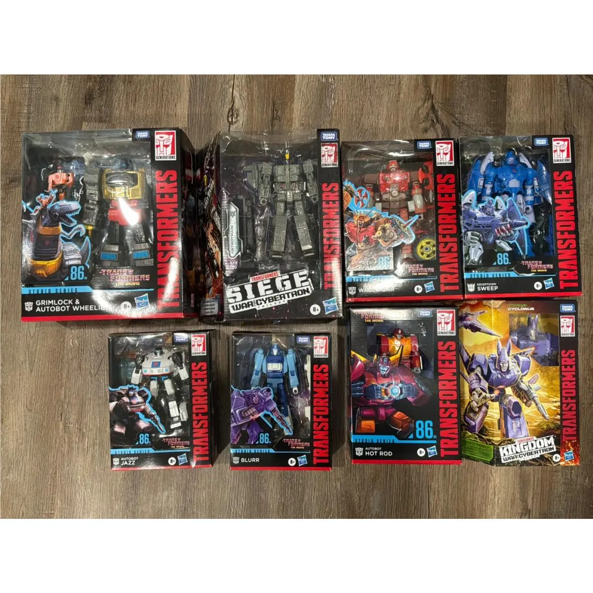 Transformers 86 Movie Theme 8 Piece Set - Grimlock Astrotrain Hot Rod Jazz