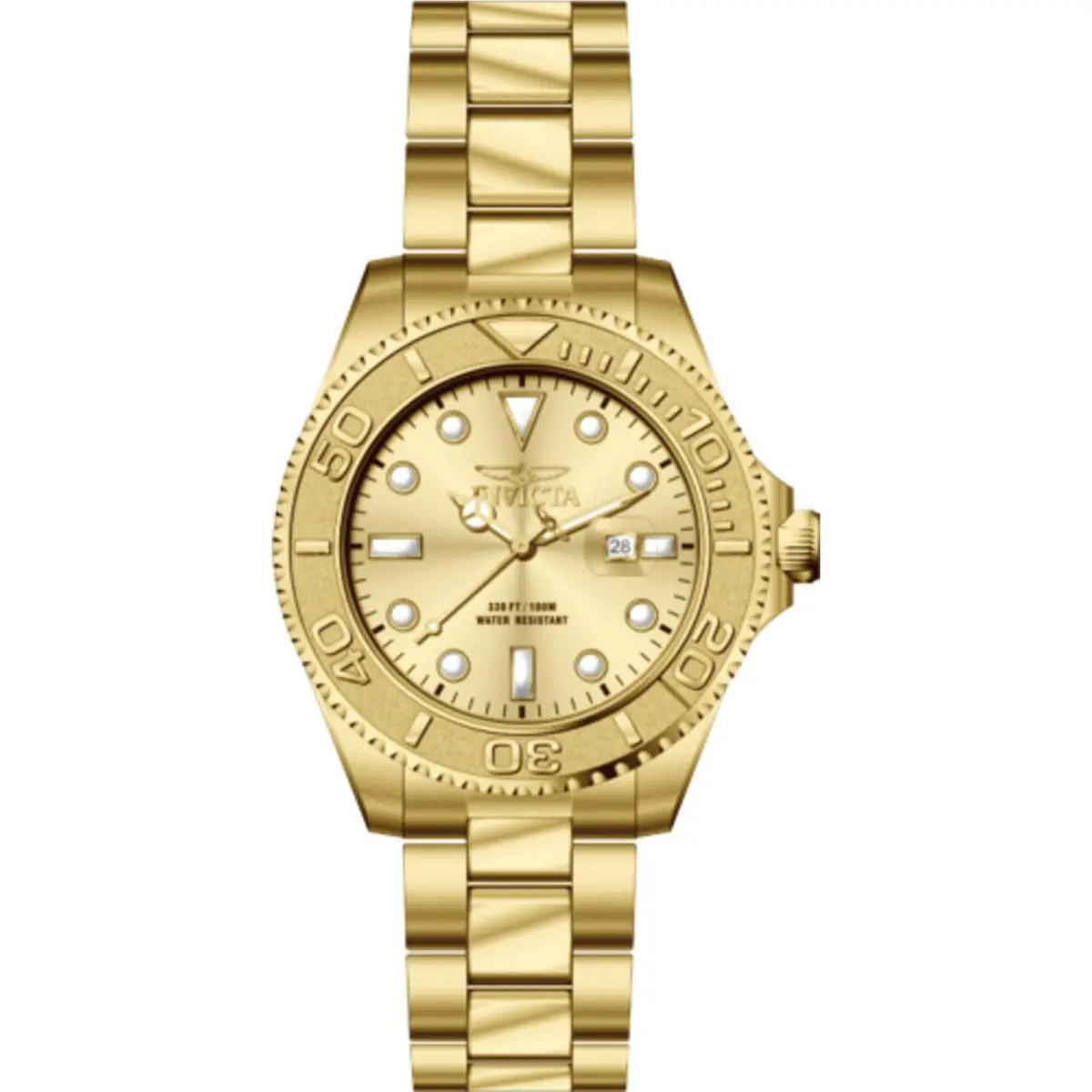 Invicta Men`s Watch Pro Diver Quartz Yellow Gold Stainless Steel Bracelet 69521